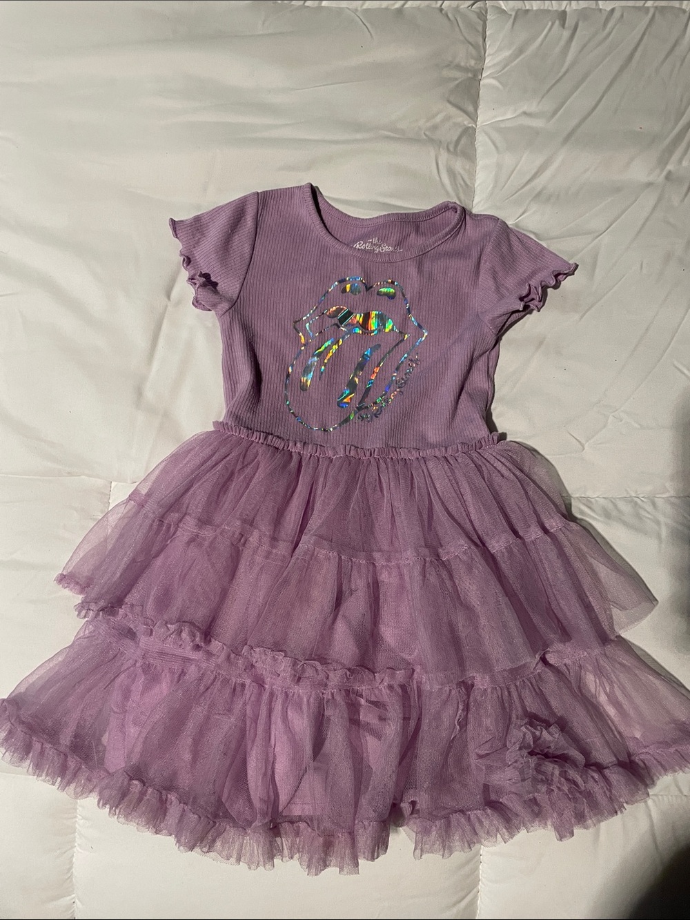 Girls Lavender Tulle Tiered Costume Dress with Holographic Logo
